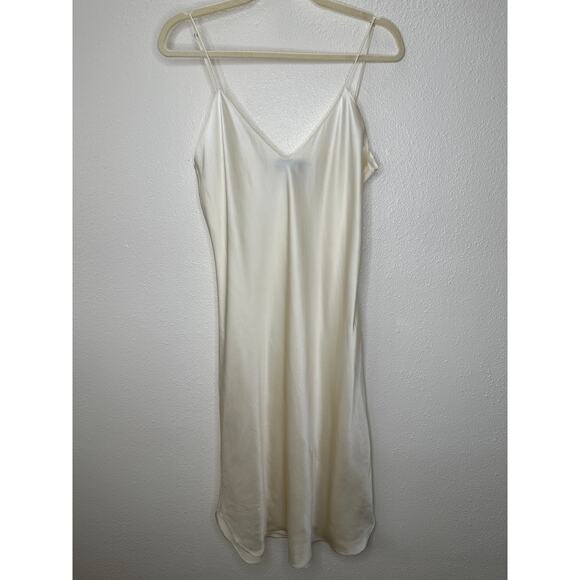 Nili Lotan Cream V-Neck Spaghetti Strap 100% Silk Slip Dress XL - Picture 3 of 16